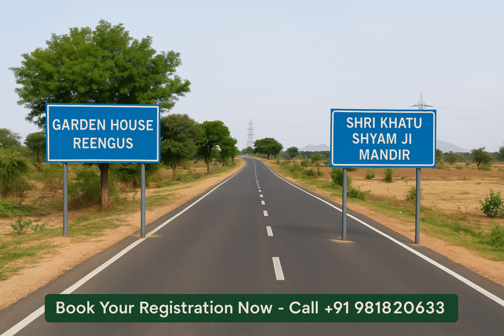Distance from Garden House Reengus to Shri Khatu Shyam Ji Mandir 1 Distance from Garden House Reengus to Shri Khatu Shyam Ji Mandir
